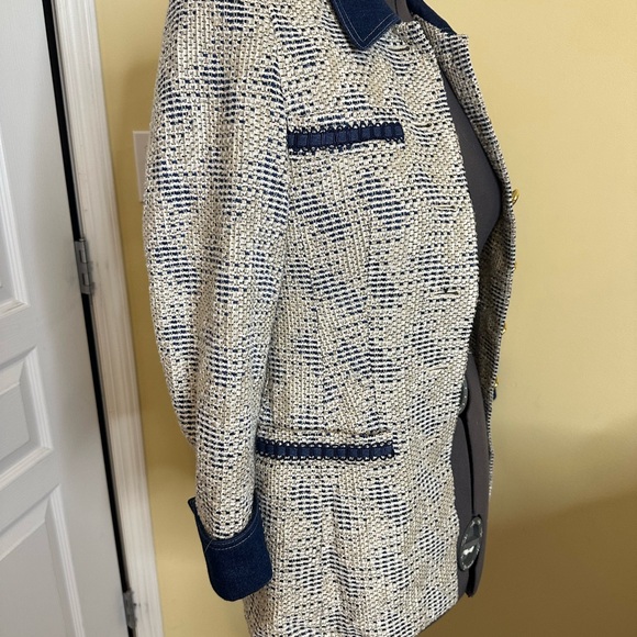 Escada Designer tweed blazer with denim accents size 34 - Picture 5 of 16